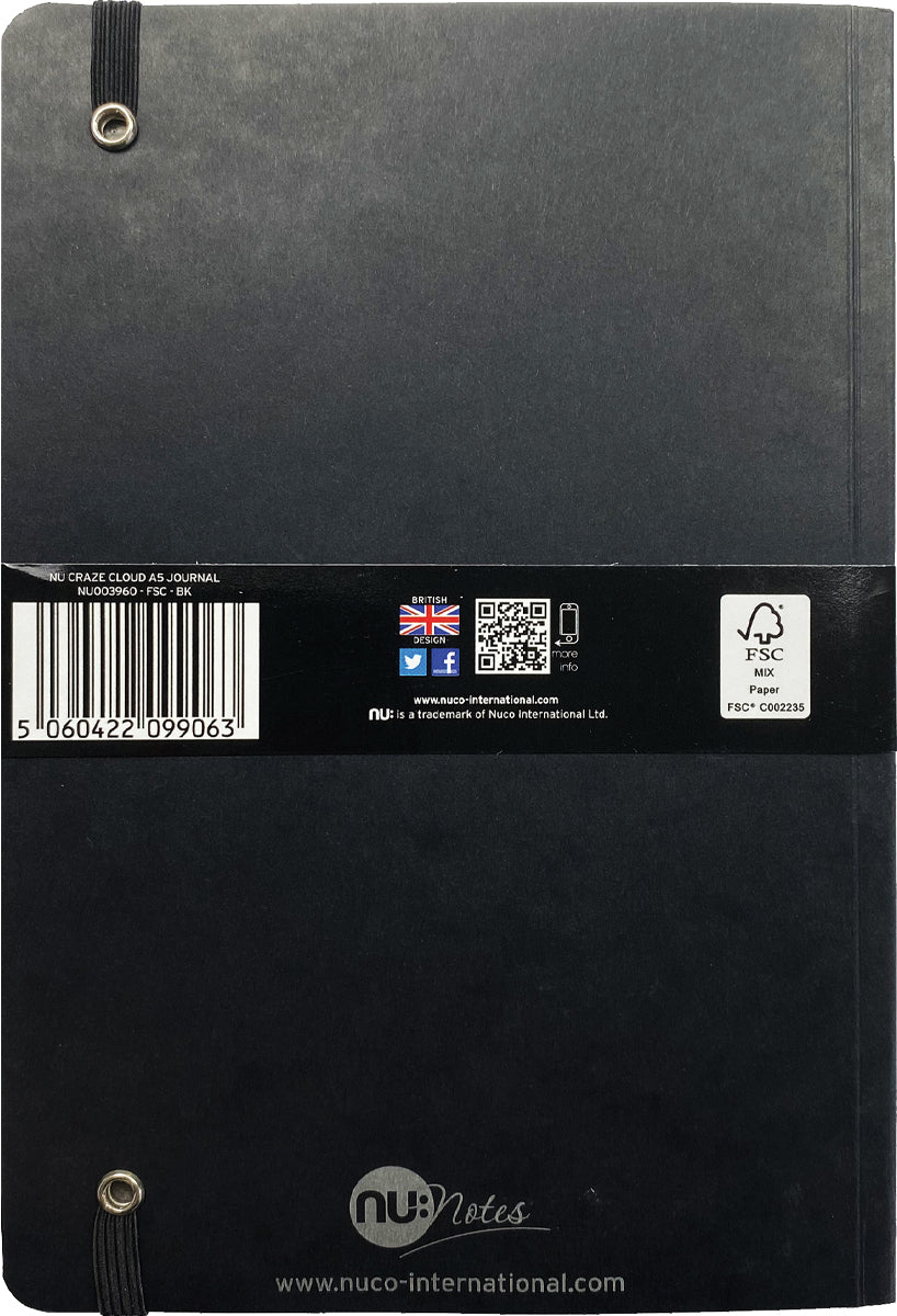 nu: Craze Cloud A5 Journal Back Black