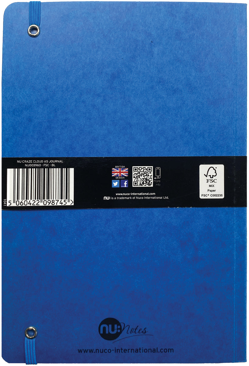 nu: Craze Cloud A5 Journal Back Blue