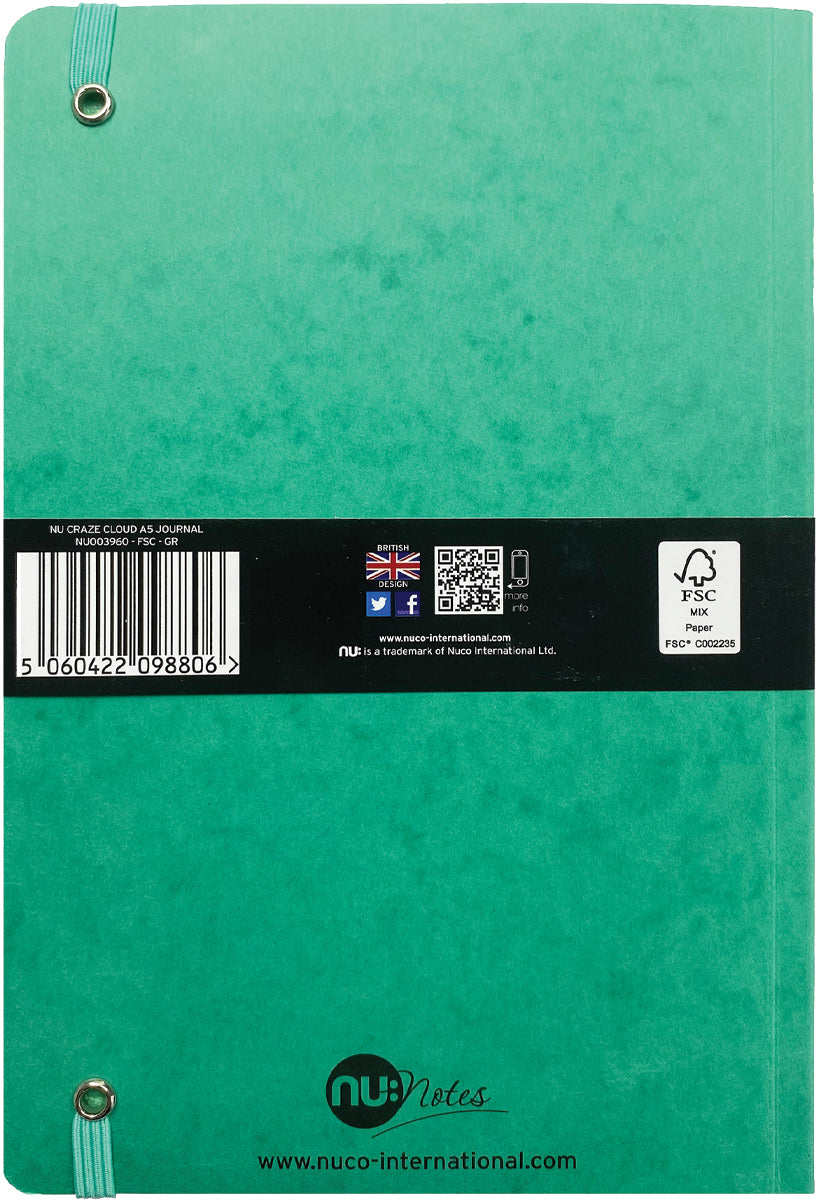 nu: Craze Cloud A5 Journal Back Green