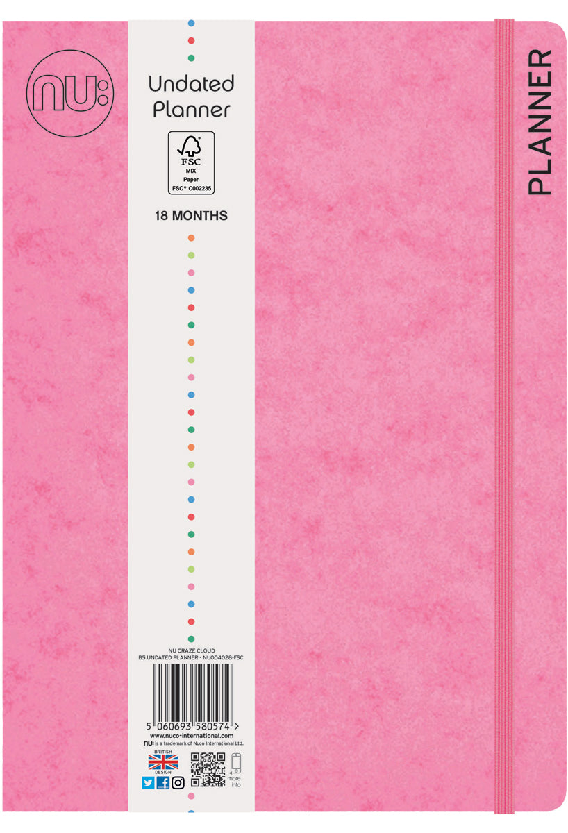 Undated 18 Month Planner Pink