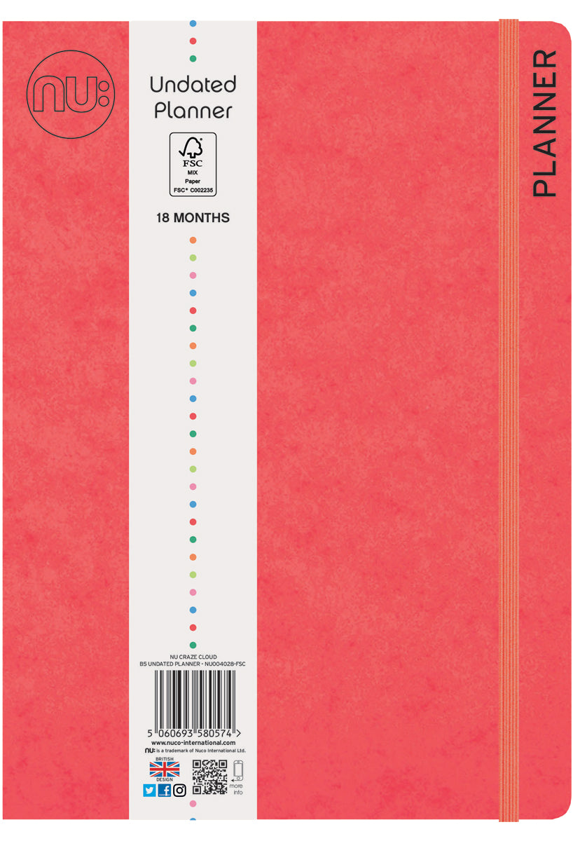 Undated 18 Month Planner Red