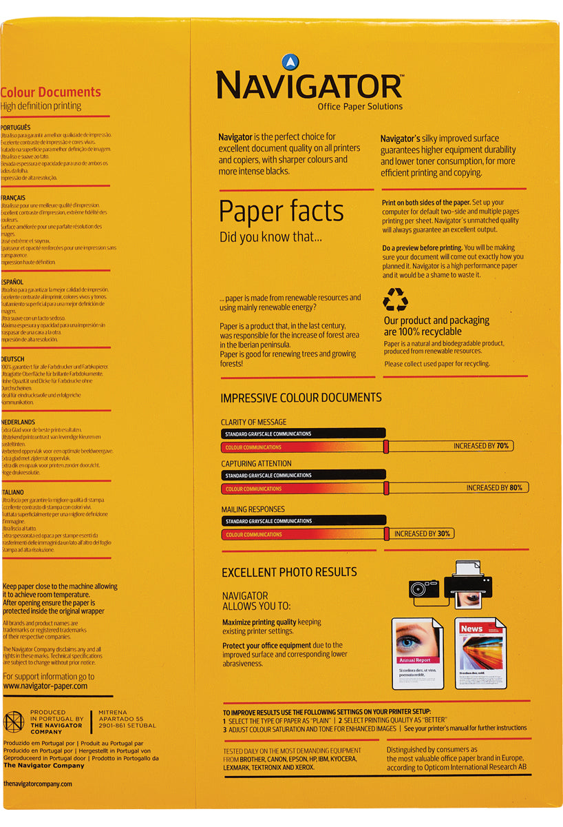 Navigator Colour Documents Paper 120 GSM - 250 sheet pack Back information