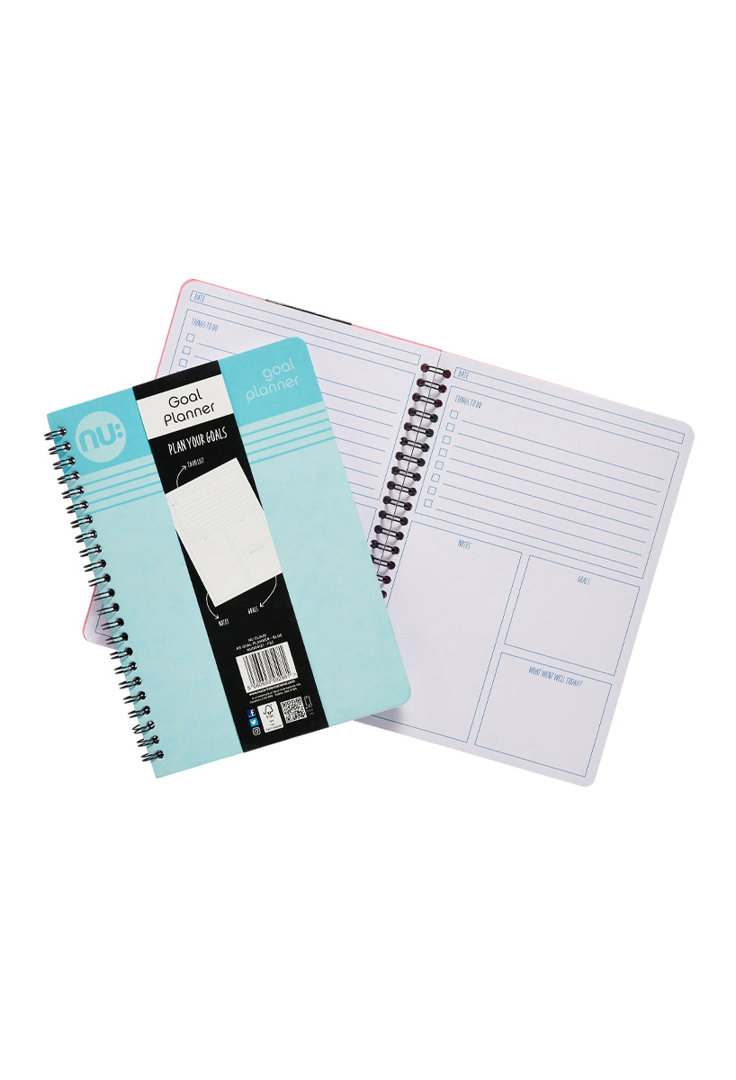 Craze Cloud Pastel Goal Planner Blue with pages open