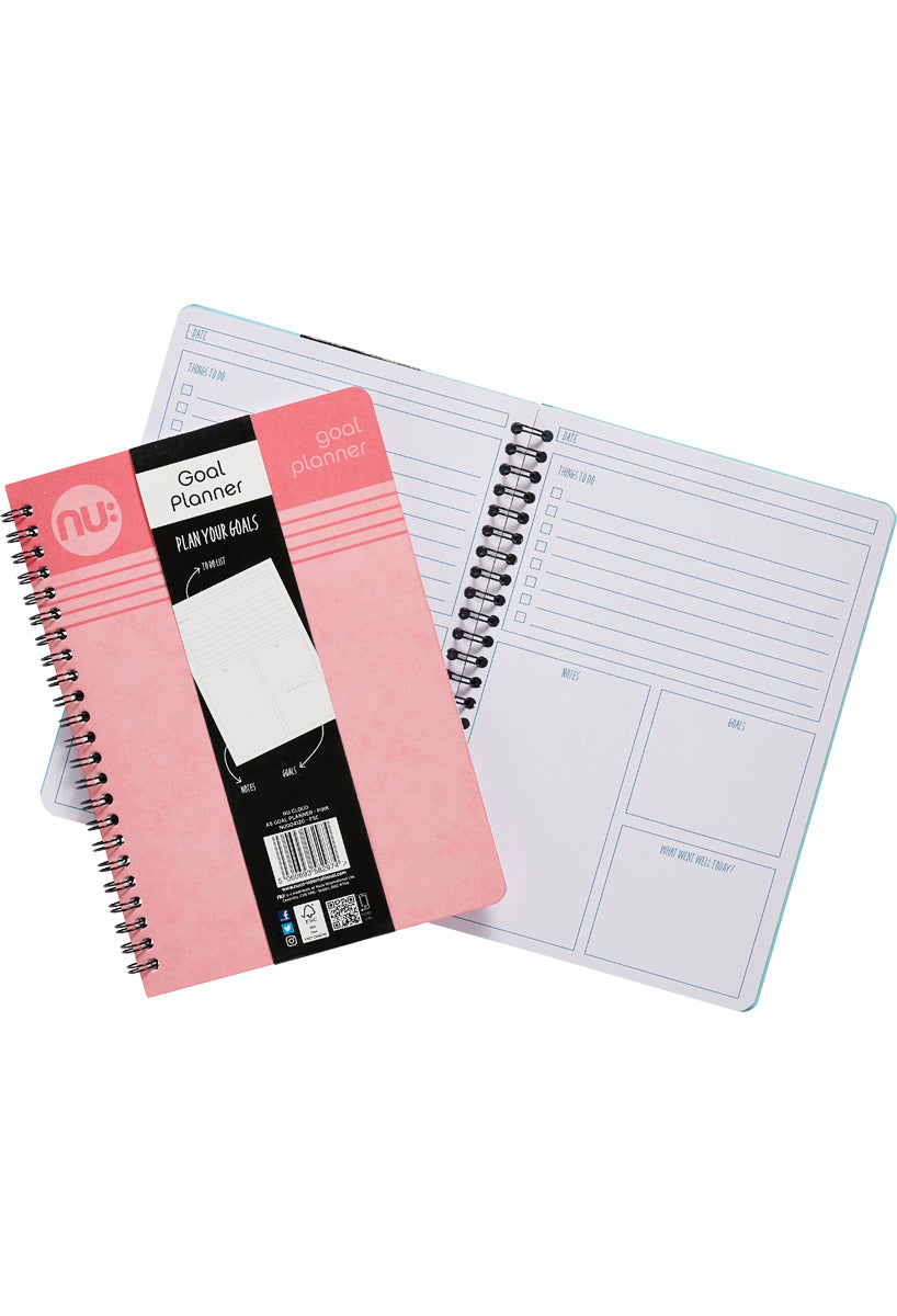 Craze Cloud Pastel Goal Planner Pink with Pages open